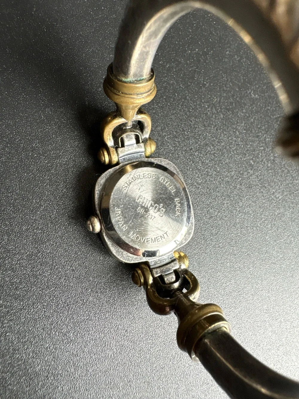 Chico's Two-Tone Bangle Watch in Silver and Gold